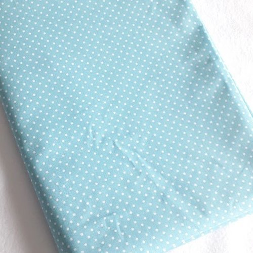 Tissu coton coupon 50x150 cm pois bleu