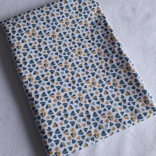 Tissu coton coupon 50x150 cm fleurs zantem bleu/jaune