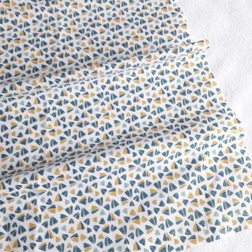 Tissu coton coupon 50x50 cm fleurs zantem bleu/jaune