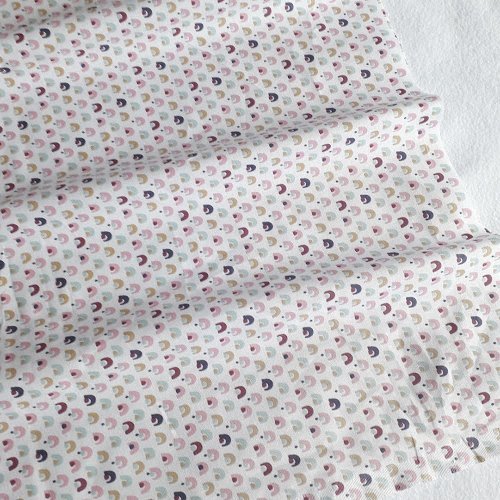Tissu coton coupon 50x50 cm mini arc en ciel rose mauve