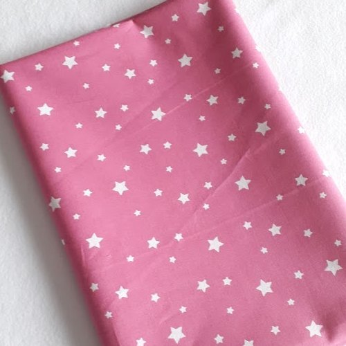 Tissu coton coupon 50x150 cm étoile rose