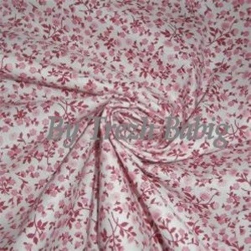 Tissu coton coupon 50x50 cm fleurs rose