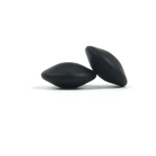 Perle silicone lentille plate 15 mm noir