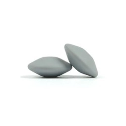 Perle silicone lentille plate 15 mm gris clair