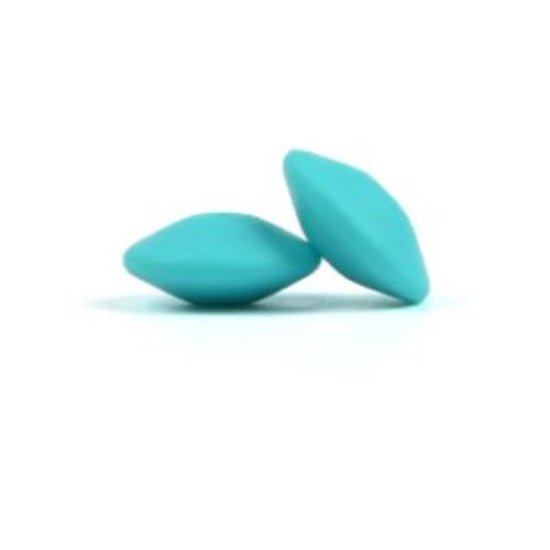 Perle silicone lentille plate 15 mm turquoise
