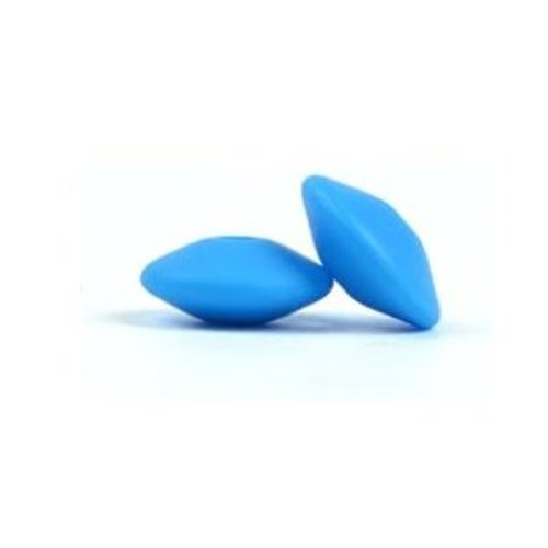 Perle silicone lentille plate 15 mm bleu aqua