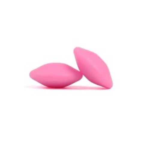 Perle silicone lentille plate 15 mm rose