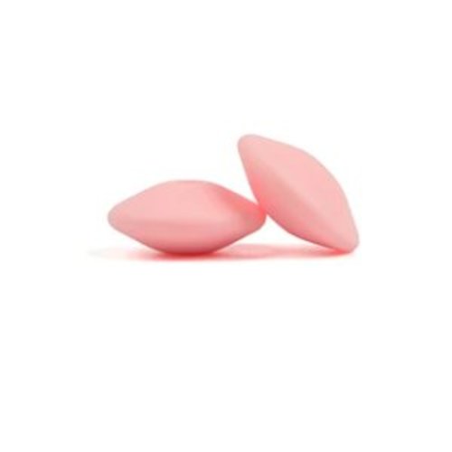 Perle silicone lentille plate 15 mm rose pastel