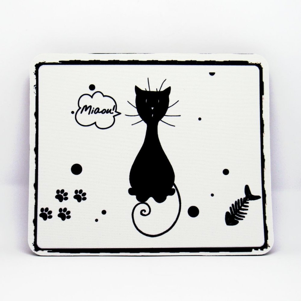 Tapis De Souris Chat Noir Assis Noir Et Blanc Tribu De Chats Un Grand Marche