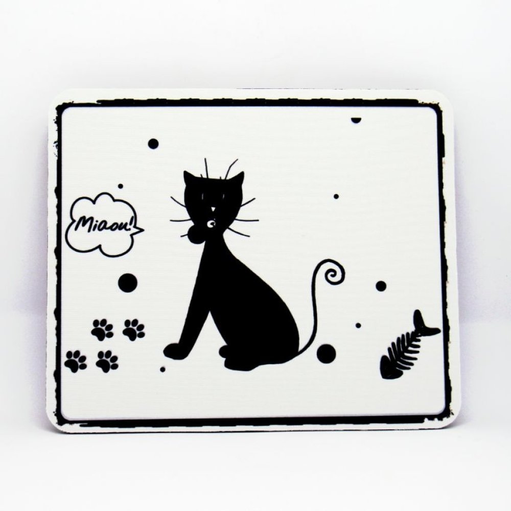 Tapis De Souris Chat Noir Se Toilettant Noir Et Blanc Tribu De Chats Un Grand Marche