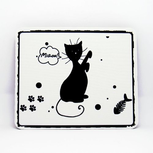 Tapis De Souris Chat Noir Jouant Noir Et Blanc Tribu De Chats Un Grand Marche