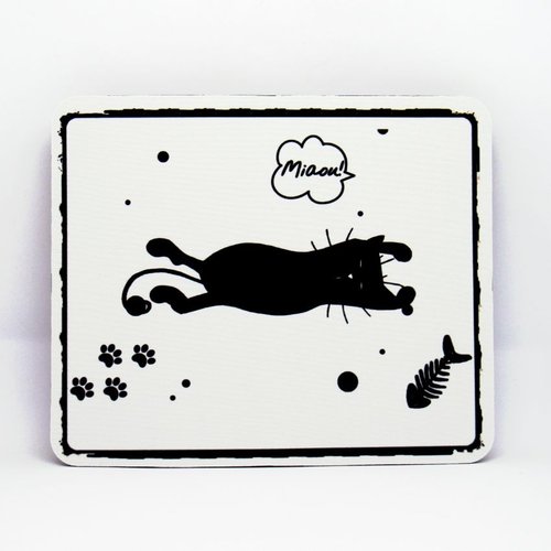 Tapis De Souris Chat Noir Sur Le Dos Noir Et Blanc Tribu De Chats Un Grand Marche