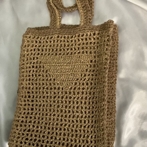 Chic cabas - grand sac bandoulière bio  ,corde  / coton  , style prada ,crochet fait main,pour femme