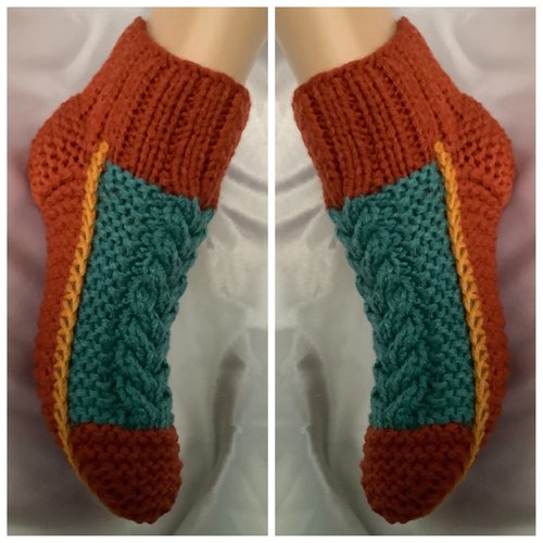 Sur commande chaussons bottines -gros chaussettes multicolore en tricot fait main pour femme,homme,fille