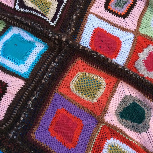 Chic grande couverture pour lit (180 cm) grande tapis - couverture assorti laine,artisanat multicolore boho taille 250x250cm