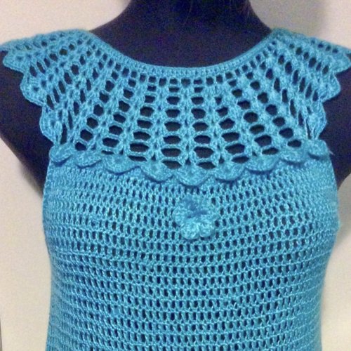 Chic robe au crochet dentelle fait main pour femme t36-38,modèle unique,fil polyester avec coton