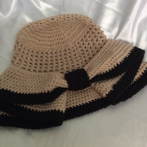 Chic chapeau de mariage,de soleil…fait main au crochet,acrylique doux,couleur beige /noire ,pour femme