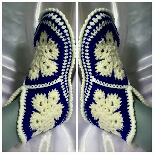 Chic chaussons -gros bottines bicolores ,crochet fait main style fleur africaines , laine /acrylique doux,pour homme,femme