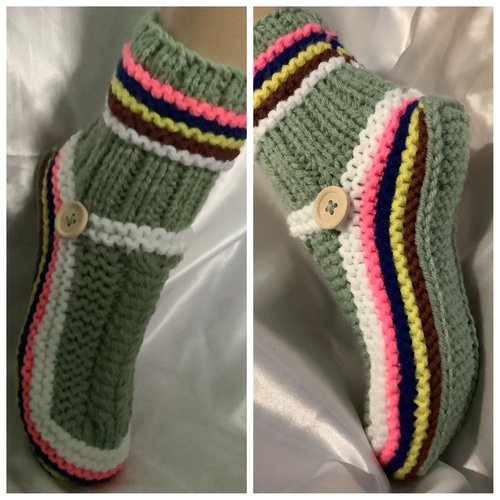 Gros chaussettes  laine /acrylique doux,multicolores en tricot ,fait main pour femme ,fille