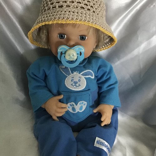 Bob panama de soleil ,crochet,fait main,pour bébé 3-6 mois,coton 100%