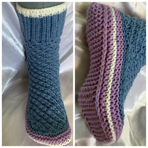 Sur commande.chaussons - bottes d’intérieur en  tricot,acrylique avec laine ,pour femme,homme grande taille unique