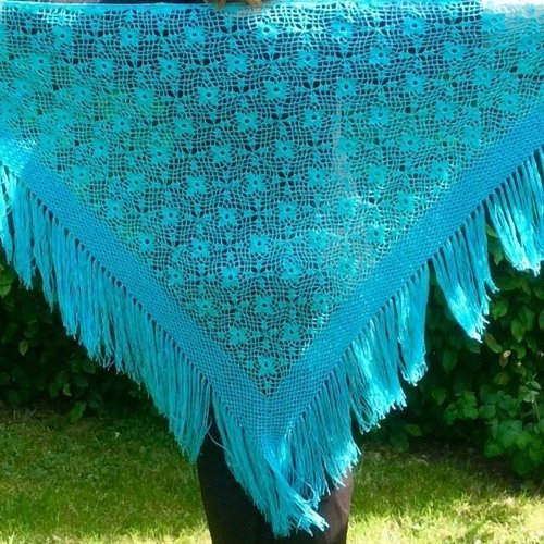 Chic grande châle dentelles au crochet acrylique fin,fait main pour femme