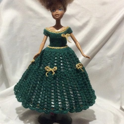 Robe de soirée  barbie, robe poupée chic dentelle t27cm