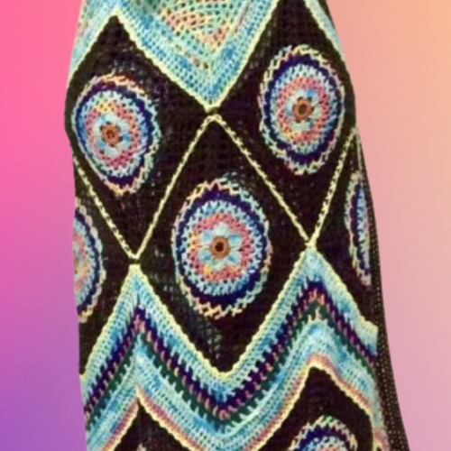 Robe longue,multicolore fantaisie ,style boho,hippie au crochet,modèle unique