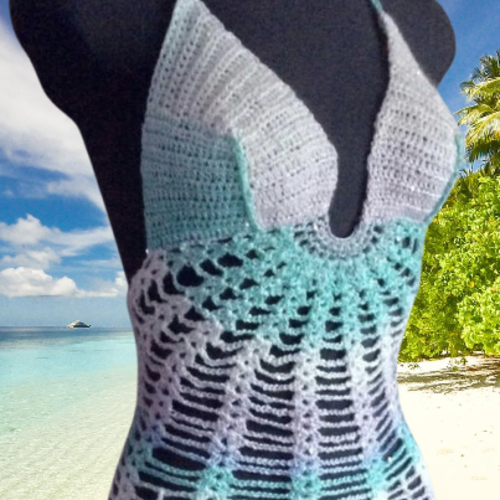 Top - bustier dentelles au crochet pour femme,fille t36-38 ,fil acrylique multicolore fin avec paillettes ,modèle unique