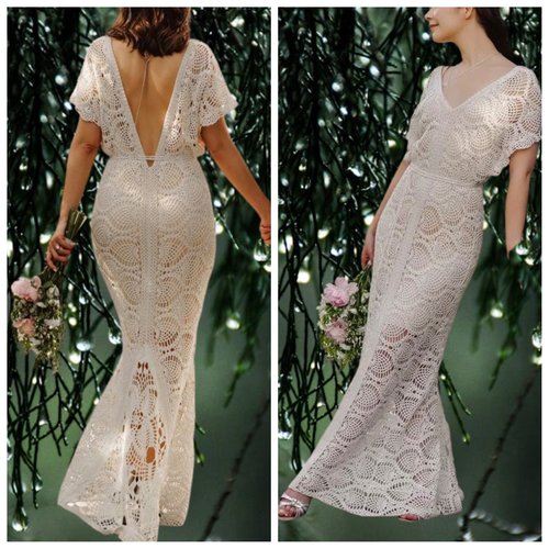 Chic robe de mariage » symphonie de colores « ,dentelles,longue  ,coton au crochet fait main,pour femme