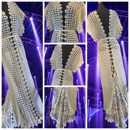 Chic robe de mariage ,dentelles,longue  ,coton au crochet fait main,pour femme,couleur crème