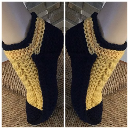 Gros chaussettes - bottines d’intérieur,bicolores en tricot fait main pour femme,fille