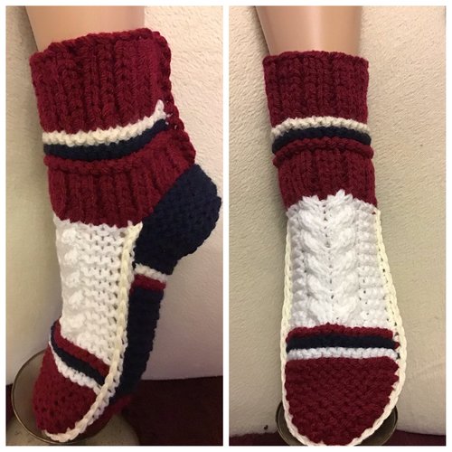 Modèle unique chic gros chaussettes ski,d’intérieur ,fait main en tricot,laine /acrylique doux ,tricolore