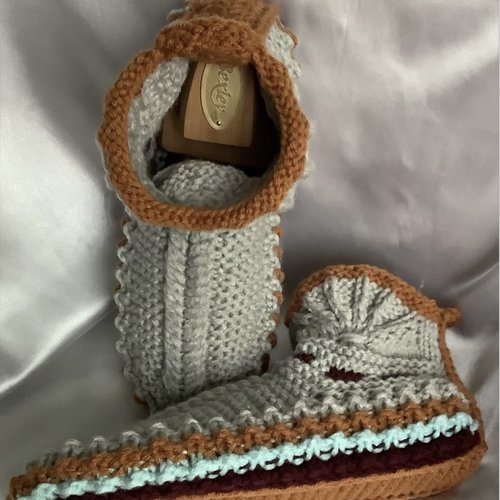 Sur commande.gros chaussons bottines en  tricot,acrylique doux avec laine,pour femme,homme t38-41
