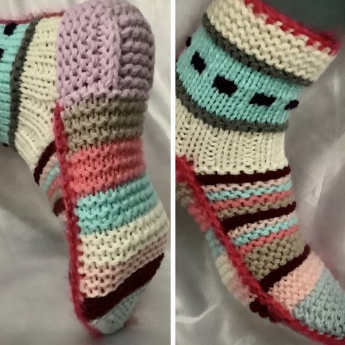Gros chaussettes  laine acrylique doux,multicolores en tricot ,style boho,fait main pour femme ,fille