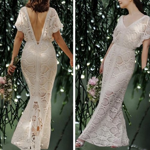 Chic robe de mariage  ,dentelles,longue  ,coton au crochet fait main,pour femme