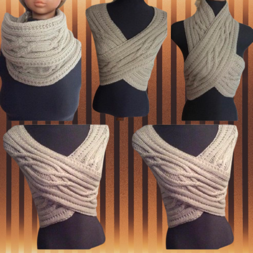 Sur commande.chic  bolero - écharpe en  tricot fait main, 3x1,laine/ acrylique douce pour femme,fille