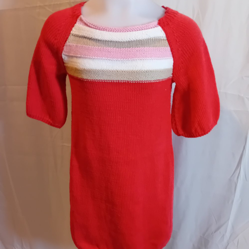 Robe rouge t. 4 ans tricotée main