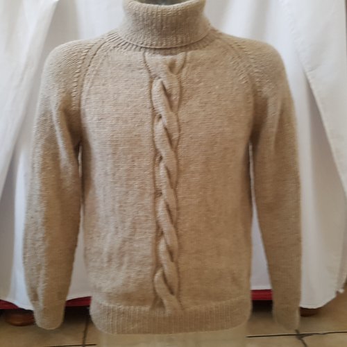 Modele Tricot Pull Femme col roulé laine Mohair et soie - la Ferme d'Auré