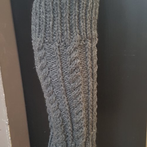 Guêtres grises pour femme, au tricot, tricotées à la main, en laine, bien chaudes, pour l'hiver, avec torsades