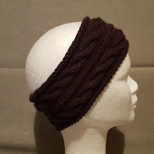 Bandeau de tête - headband - violet tricoté main
