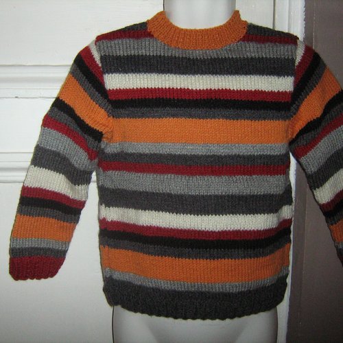 Pull rayé pour garçon, 6 couleurs, taille 4 ans, tricoté à la main, en acrylique et laine, en jersey, toutes saisons