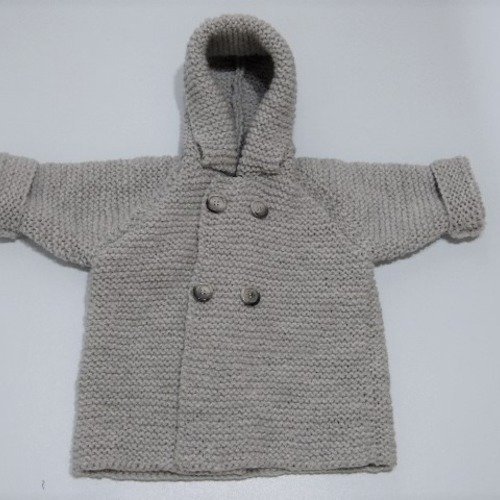 Manteaux bébé raglan en laine tricoté main