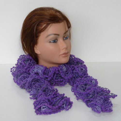 Echarpe mauve & violette mini pompons pour femme