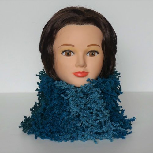 Tour de cou femme laine katia sophie bleu & turquoise