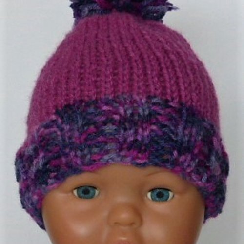 Bonnet naissance bébé violet