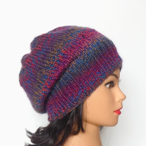 Béret femme en laine mikado multicolore