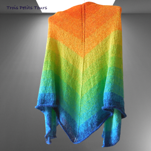 Châle d'été couleurs vives - tricoté main en 100 % coton