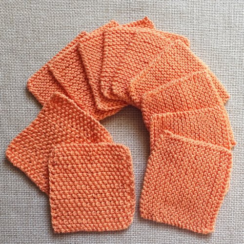 Lot de 11 lingettes débarbouillettes tricotées main