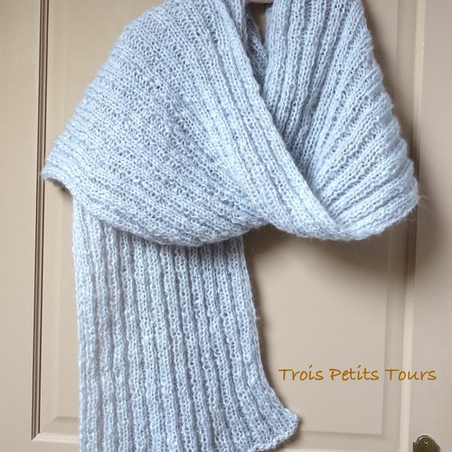 Grande étole écharpe tricotée main - mohair